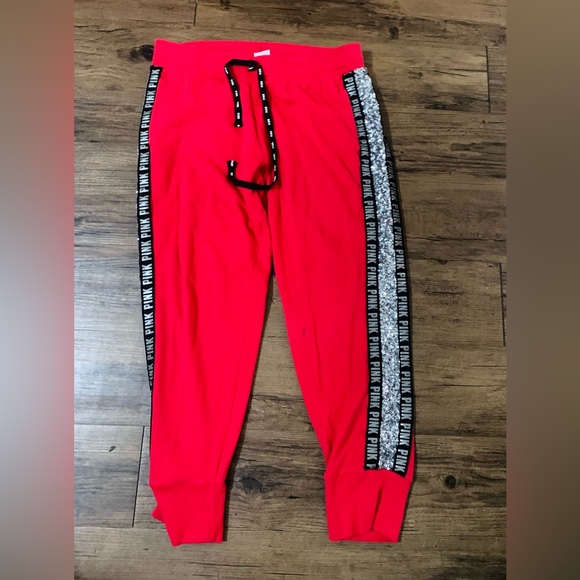PINK VS RED BLING SWEATPANTS LARGE - Picture 2 of 7